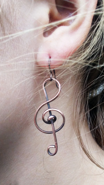 Copper Treble Clef Earrings